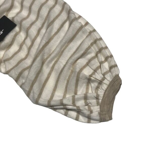 Lulus Tan Striped Ultra Soft Cropped Balloon Sleeve Top N0445 - Picture 3 of 8